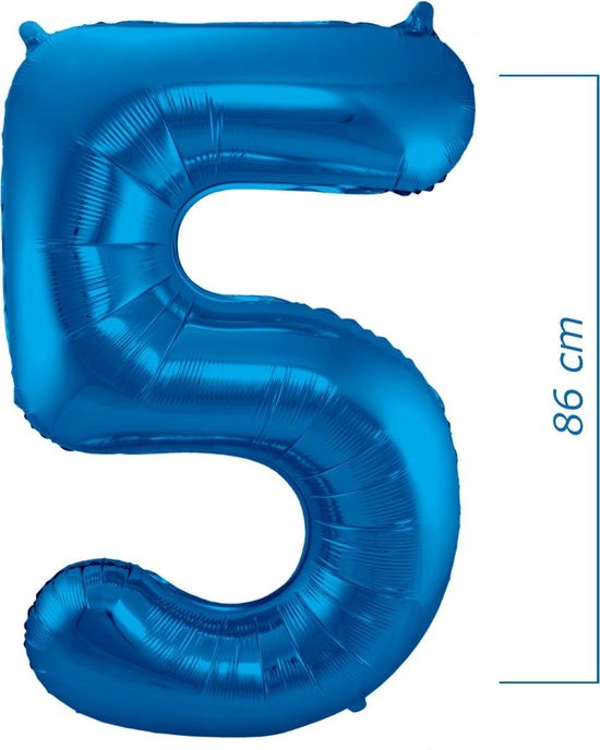 minimum modder tack Ballon Cijfer 5 Jaar Blauw Verjaardag Versiering Blauwe Helium Ballonnen  Feest... | bol.com