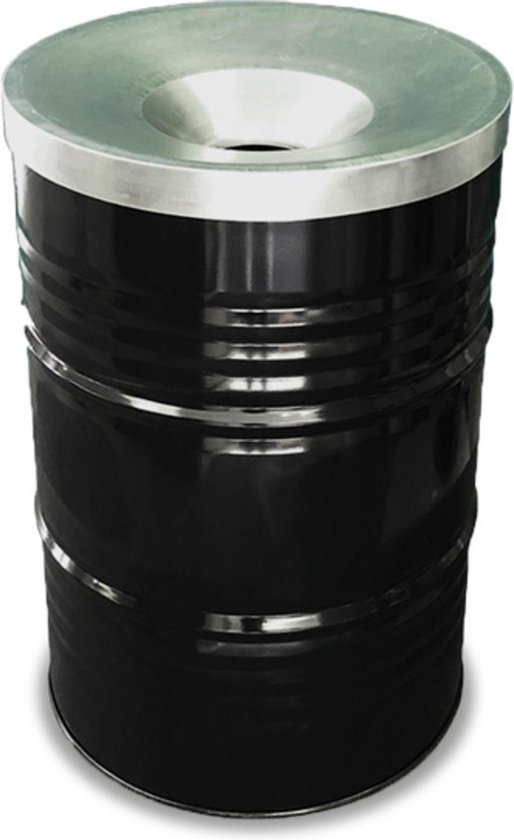 BinBin Industriële prullenbak zwart 200 Liter met vlamwerend deksel