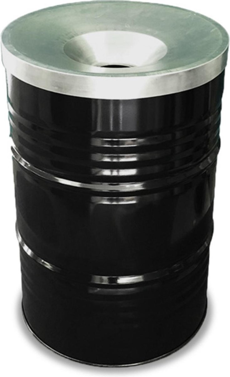 BinBin Industriële prullenbak zwart olievat met vlamwerend deksel|... | bol.com