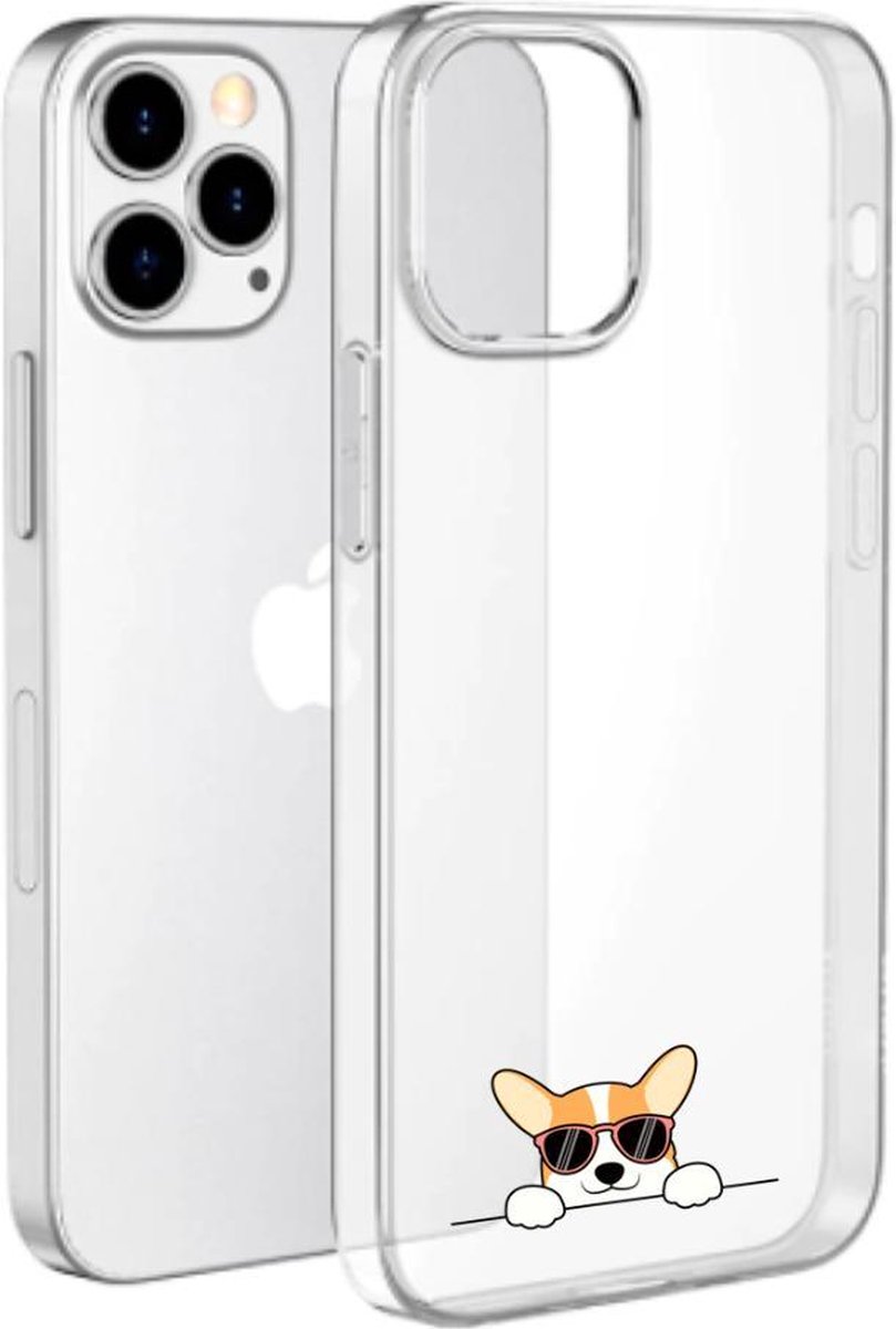 Apple Iphone 12 / 12 Pro transparant siliconen hoesje hondje * LET OP JUISTE MODEL *