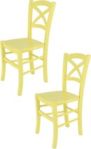 Tommychairs Cross - Eetkamerstoelen - Set van 2 - Geel - Hout