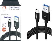 Olesit Micro USB 1 mètre Fast Charge 3.6A - Câble de charge rapide - Chargement sécurisé - Synchronisation et transfert de données - Zwart