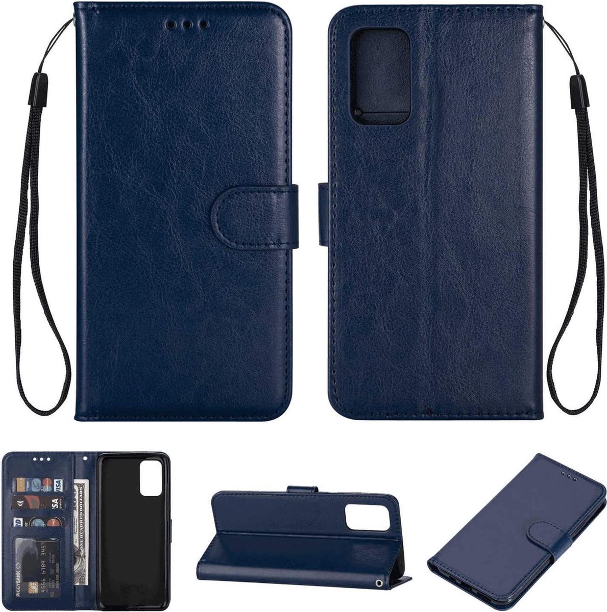 Hoesje geschikt voor iPhone 12 Pro - Bookcase - Pasjeshouder - Portemonnee - Koord - Kunstleer - Blauw
