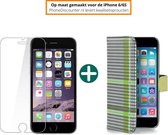 iphone 6 beschermhoes | iPhone 6 wallet case | iPhone 6 wallet hoes grijs/groen | hoesje iphone 6 apple | iPhone 6 boekhoesjes + iPhone 6 Screen Protector Glas Screenprotector