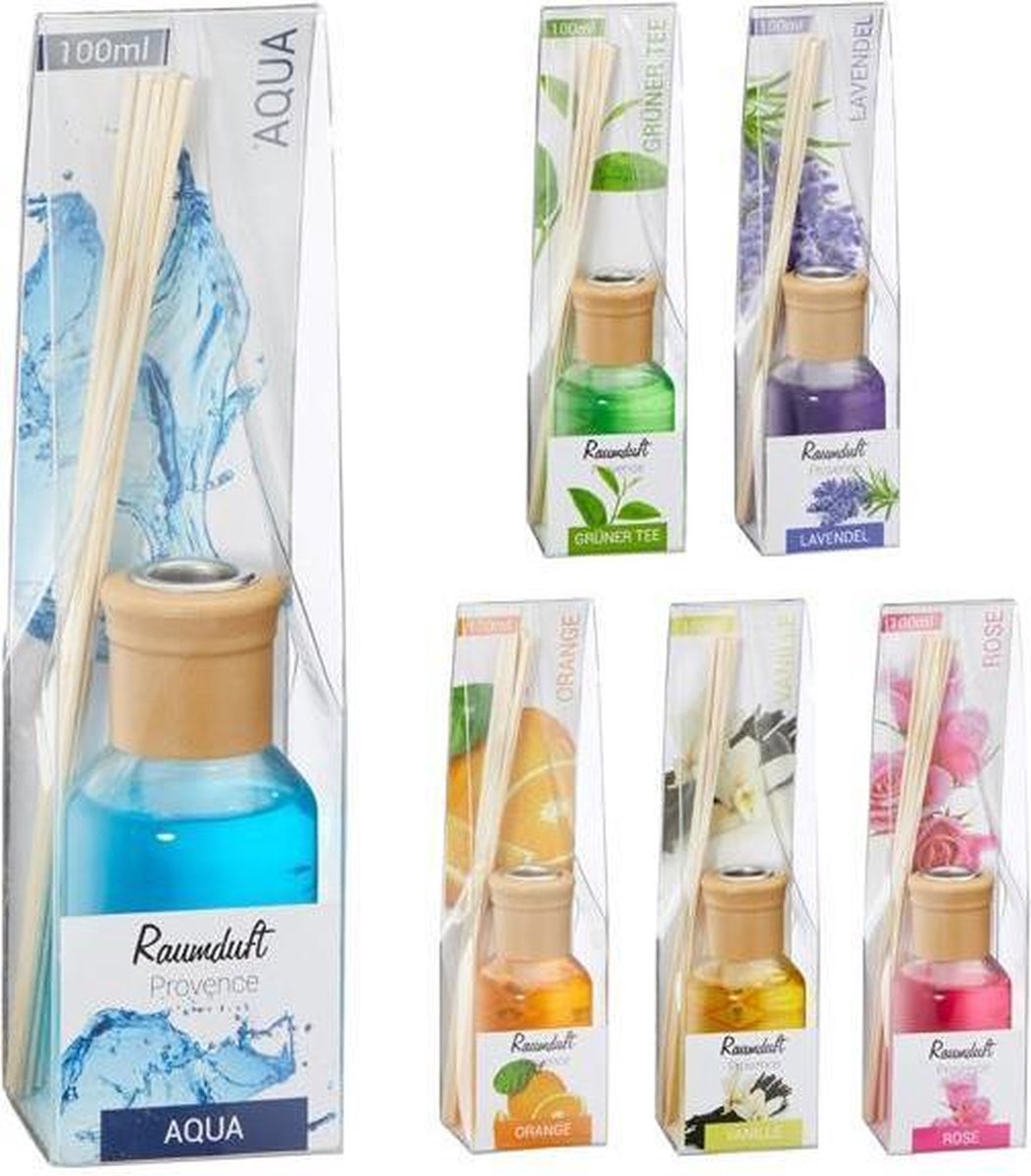 Geurstokjes Provence - 100ml - Diverse geuren - Geurstokken - Geurstokken Kerst - Lavendel - Aqua - Orange - Vanille - Rose