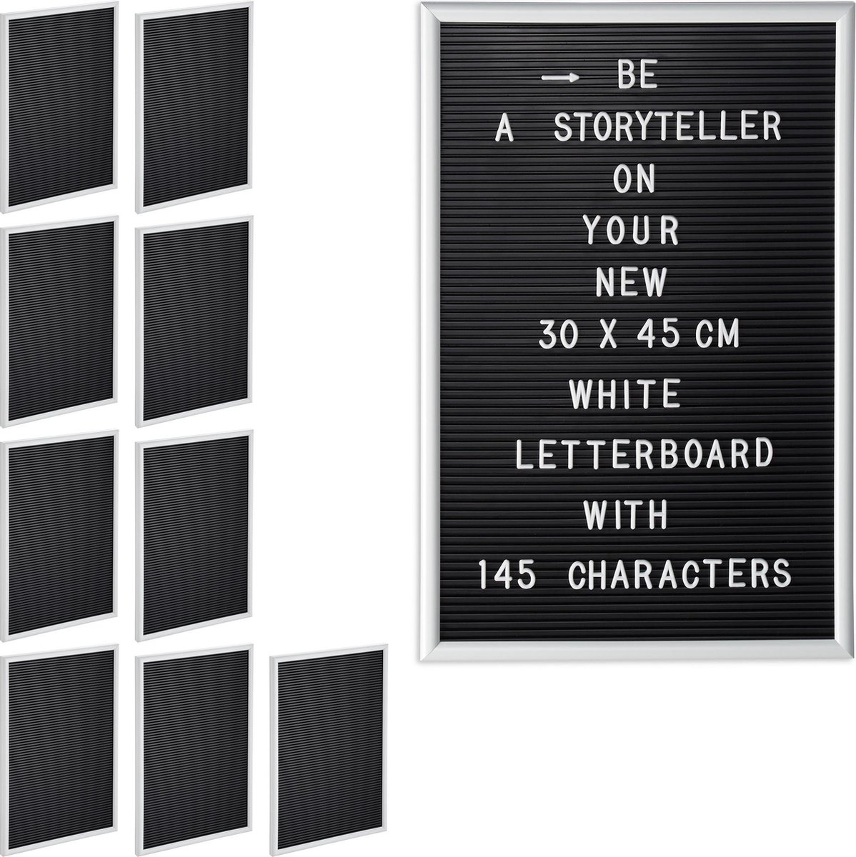 Relaxdays 10x letterbord 30x45 decoratie letter board bord voor letters wit