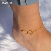 MATTISE Staal Goudkleurig Enkelbandje met Ringetjes — 19.5 <> 24.5 cm — Enkelbandjes Dames Goud — Enkelbandje Kinderen Meisje Dames