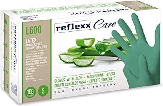Reflexx L600 Latex Groene wegwerp handschoenen Poedervrij + Aloe Vera Maat  Small 100 stuks | bol.com