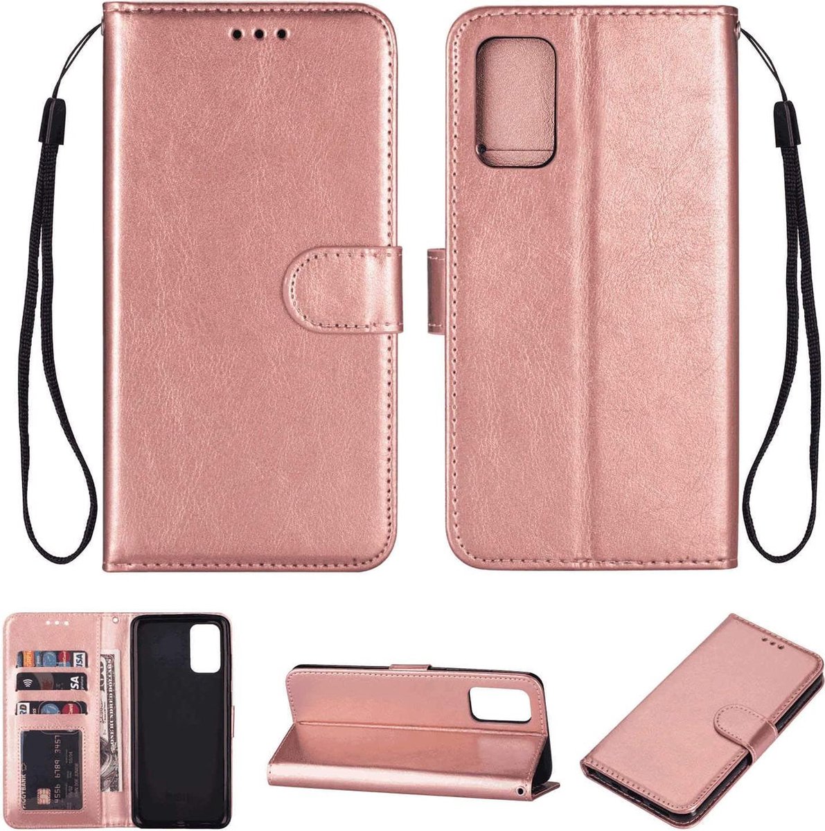 Hoesje geschikt voor iPhone 12 Pro Max - Bookcase - Pasjeshouder - Portemonnee - Koord - Kunstleer - Roze