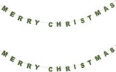 2x Houten slingers Merry Christmas groen - Groene kerstversiering