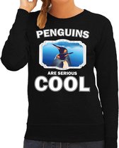 Dieren pinguins sweater zwart dames - penguins are serious cool trui - cadeau sweater pinguin/ pinguins liefhebber XS