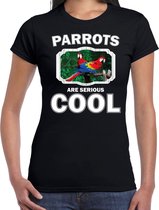 Dieren papegaaien t-shirt zwart dames - parrots are serious cool shirt - cadeau t-shirt papegaai/ papegaaien liefhebber XS
