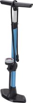 Zwart/blauwe fietspomp staand met drukmeter 67 cm - Fietsaccessoires/benodigdheden - Banden oppompen - Fietspompen - Fietsbandpompen
