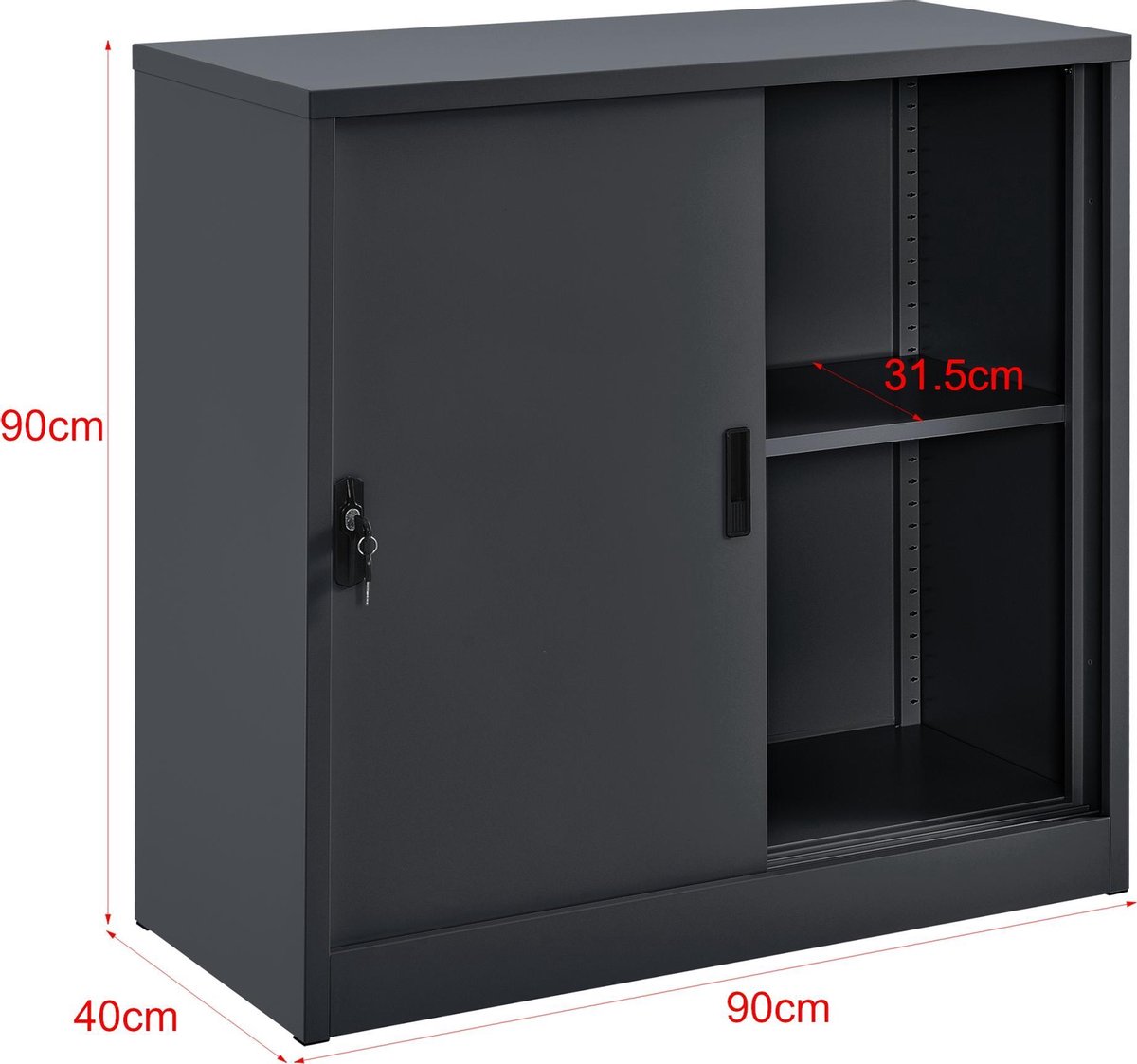Casier de bureau armoire meuble de rangement pour bureau atelier chambre acier de bureau rieti acier laqué 90 x 40 x 90 cm gris foncé Casier de bureau armoire meuble de rangement pour bureau atelier chambre acier de bureau rieti acier laqué 90 x 40 x 90 cm gris foncé