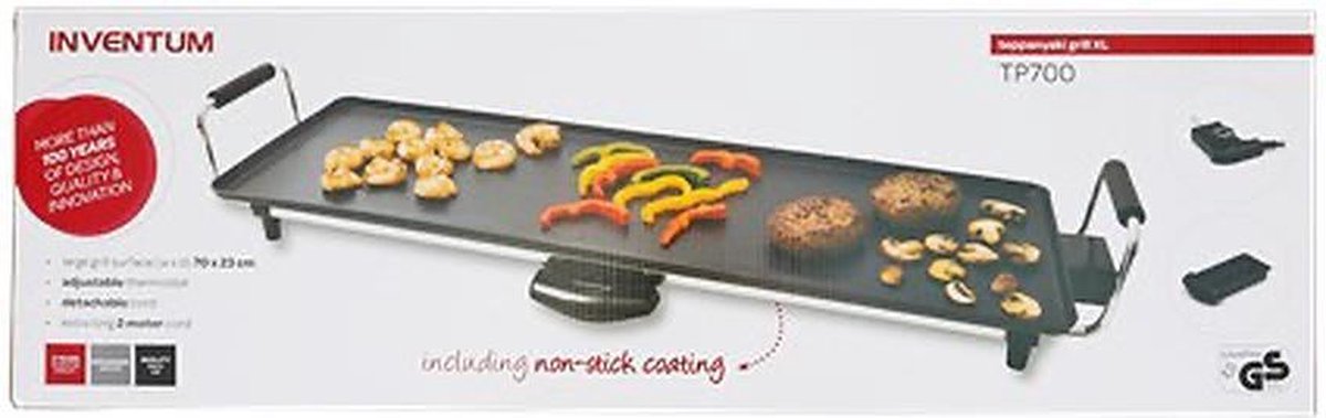 Grillplaat XL - Inventum teppanyaki grillplaat - 1800W | bol.com