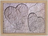 Schootkussen/laptray boomstam/hout hartjes print 33 cm - Houtprint/houtlook artikelen - Schoottafel - Dienblad voor op schoot