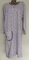 Dames flanel nachthemd lange mouw met bloemenprint L paars