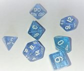 Polydice set 7 stuks - Polyhedral dobbelstenen set  | dungeons and dragons dnd dice| D&D  Pathfinder RPG | Blauw doorzichtig glitter