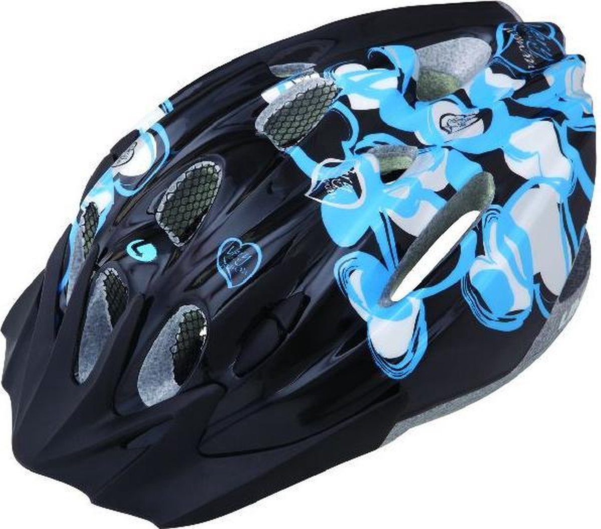 Fietshelm zwart met hart motief -voor meisjes - Limar 515 Black hearts - Maat unisize M (50-56cm)