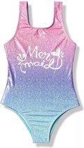 Badpak Mermaid maat 116/122 zeemeermin  roze lila blauw zilver holografisch effect