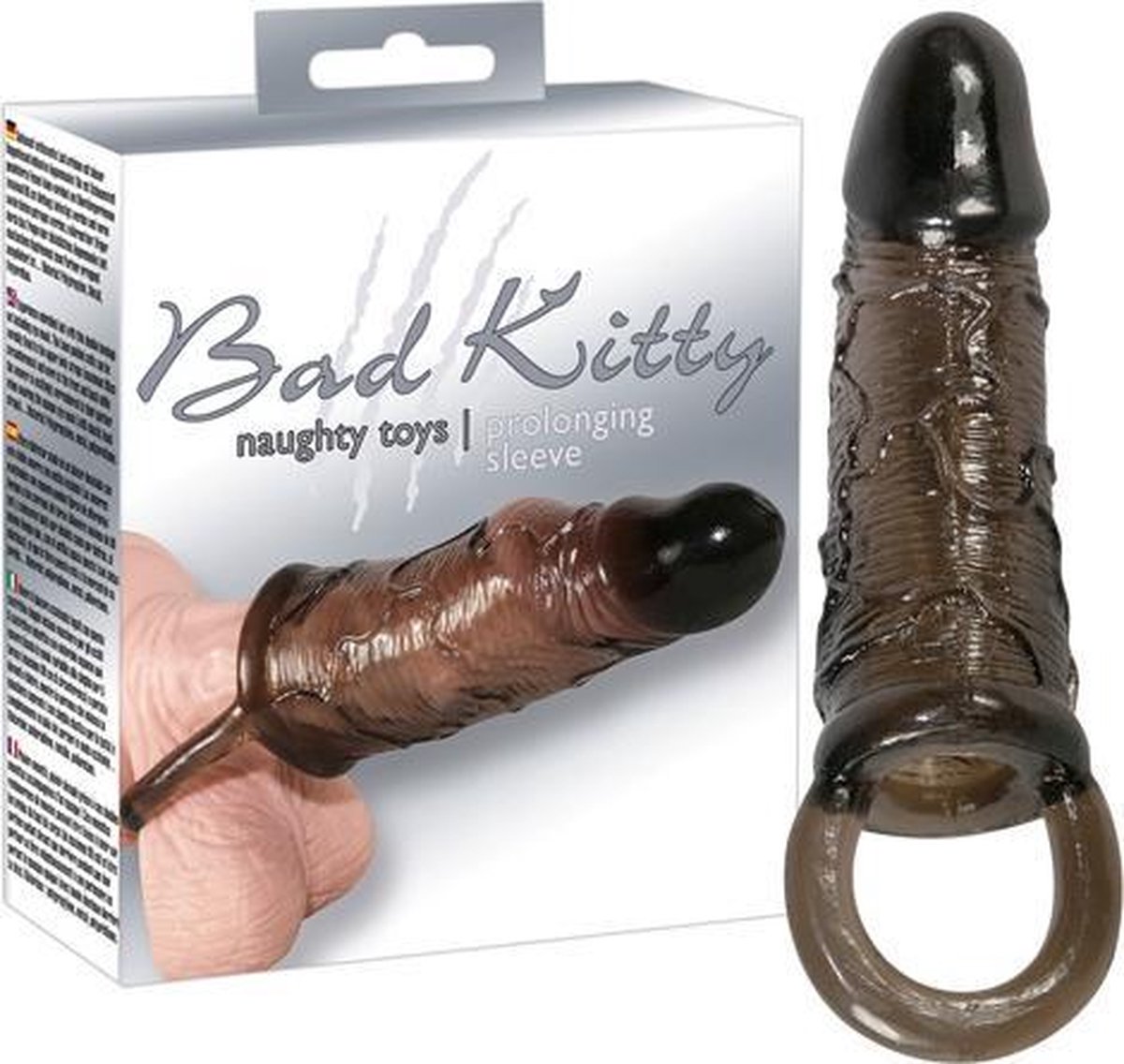 Goedkoopste Bad Kitty – Penis Sleeve met Aders en Flexibele Testikelring voor Extra Intensiteit en Genot – Zwart
