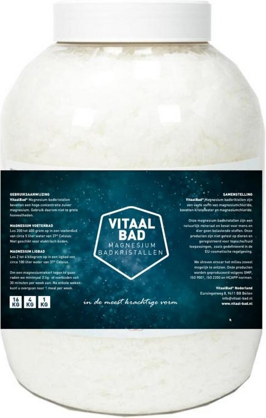Magnesium vlokken - 4.5 VitaalBad® badkristallen badzout - meest Pure en...