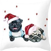 Kerst- Kussenhoes met twee honden - 45 x 45 cm- velvet