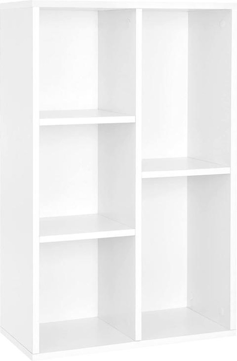 MIRA Home - Vakkenkast - 5 opbergvakken - Boekenkast -Opbergkast - Wit - 50x24x80