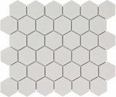 The Mosaic Factory Barcelona mozaïektegel 5.1x5.9x0.6cm voor wand en vloer voor binnen en buiten Zeshoek Keramiek Wit