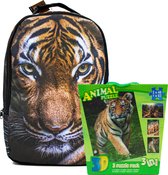 Rugtas tijger | kinder rugzak jongens voor school - incl. 3 in 1 speelgoed 3d puzzel - rugzak meisje tijger - backpack - hoogte 42 cm