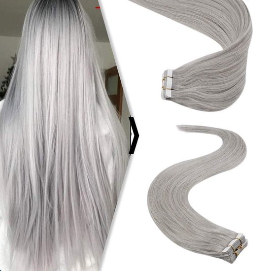 Knipoog kwartaal speler Tape Extensions #silver 20stk. tapes 50gram Tape hair | bol.com