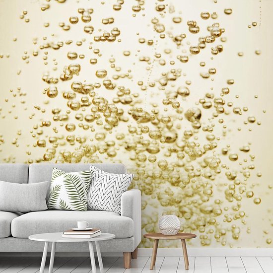 Behang - Fotobehang Bubbels in champagne - Breedte 245 cm x hoogte 220 cm |  bol