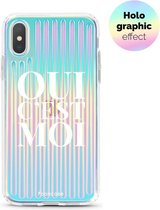 Fooncase Hoesje Geschikt voor iPhone X hoesje - TPU Hard Case - Holografisch effect - Back Cover - Oui C'est Moi (Holographic)