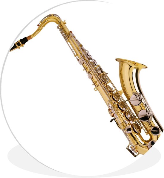Plenaire sessie Opknappen Abstractie Wandcirkel Saxofoon - Saxofoon staat schuin opwitte achtergrond - ⌀ 120 cm  - rond... | bol.com