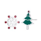 Kerst oorknoppen Sneeuwvlok/Kerstboom - Zilverkleurig