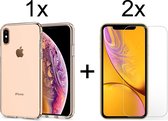 iphone x hoesje transparant - iPhone xs hoesje siliconen case transparant - iPhone 10 hoesje transparant siliconen case hoes cover hoesjes - 2x iphone x/xs screenprotector screen p