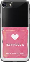 iPhone SE 2020 hoesje siliconen - Nagellak - Soft Case Telefoonhoesje - Print / Illustratie - Transparant, Roze