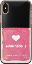 iPhone X/XS hoesje siliconen - Nagellak - Soft Case Telefoonhoesje - Print / Illustratie - Transparant, Roze