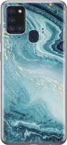 Leuke Telefoonhoesjes - Hoesje geschikt voor Samsung Galaxy A21s - Marmer blauw - Soft case - TPU - Blauw