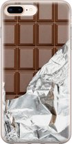 iPhone 8 Plus/7 Plus hoesje siliconen - Chocoladereep - Soft Case Telefoonhoesje - Print / Illustratie - Transparant, Bruin