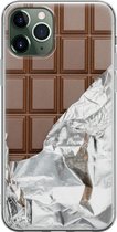 iPhone 11 Pro Max hoesje siliconen - Chocoladereep - Soft Case Telefoonhoesje - Print / Illustratie - Transparant, Bruin