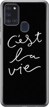 Samsung Galaxy A21s hoesje siliconen - C'est la vie - Soft Case Telefoonhoesje - Tekst - Grijs