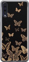 Leuke Telefoonhoesjes - Hoesje geschikt voor Samsung Galaxy A50 - Vlinders - Soft case - TPU - Print / Illustratie - Zwart