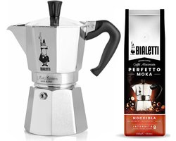 Bialetti Moka Express 6 kops + Bialetti Hazelnoot gemalen koffie 250gr
