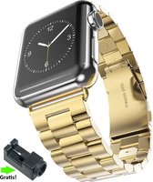 Goudkleurig Stalen Horloge Band geschikt voor Apple Watch 1, 2, 3, 4, 5, 6, SE & Nike+, 38mm & 40mm "Vrouwenbreedte" Series - Roestvrij staal - RVS - 38 mm & 40 mm - Goud
