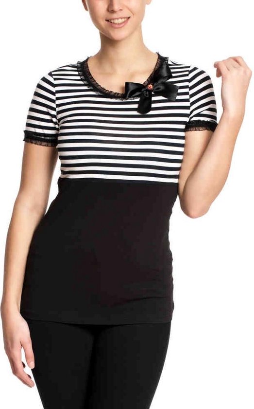 Pussy Deluxe - Stripey black/white on black Top - XS - Multicolours