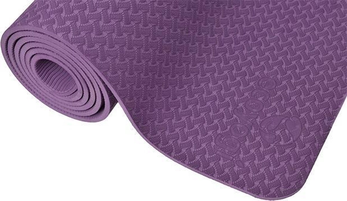 Yogamat TPE - Ecoyogi - 183 cm x 61 cm x 0,6 cm – Aubergine -Ook geschikt voor gevoelige gewrichten