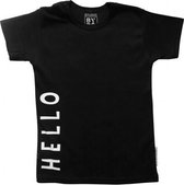STUDIO BY BO® Baby T-shirt Hello Bye Zwart | 100% OEKOTEX gecertificeerd katoen | Maat 92