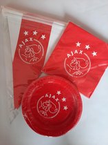 Ajax Feestpakket - 6 kartonnen bordjes, 3 meter vlaggenlijn, 6 servetten - voetbal feestje