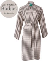 ANATURES Luxe HOLIDAY Badjas Dames & Heren – Fairtrade Hamam Kimono – Unisex Ochtendjas Katoen – Sauna - DONKERGRIJS - Maat S/M